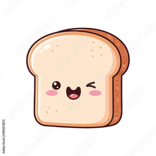 Cartoon bread with happy face.