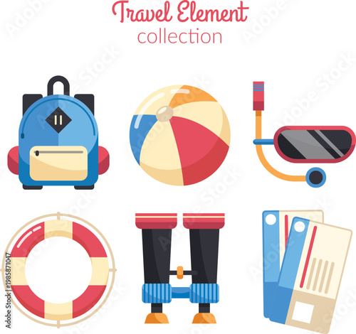 Tourism and travel icons with lifebuoy backpack and shirt vector