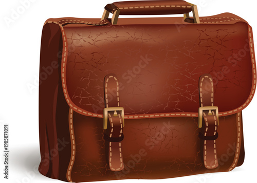 Vector illustration of a classic leather brown executive briefcase vector