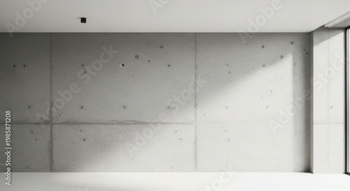 Minimalist concrete wall with a poured in place finish, showcasing subtle light and shadow patterns