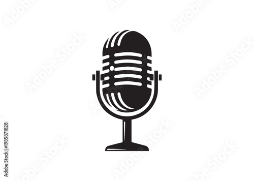 Retro Mic icon, Retro Mic Silhouette vector