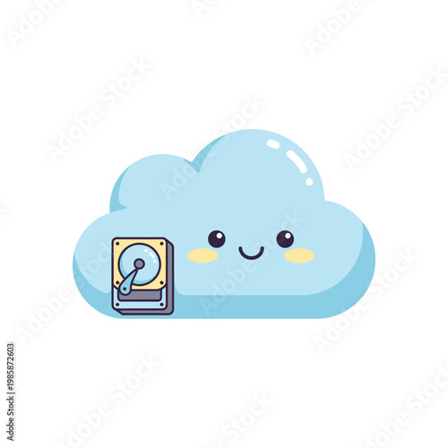 Cloud with smiling face and USB.
