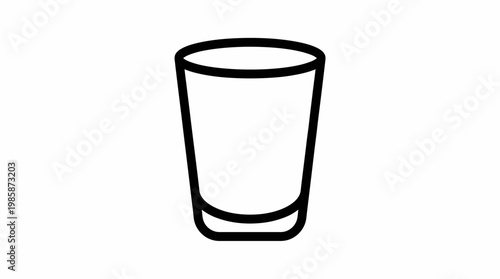 Minimalist line art illustration of an empty drinking glass, a clean and versatile vector icon suitable for beverage-related designs and user interface elements