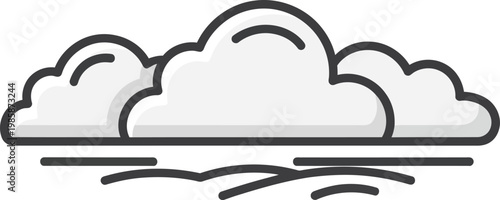Overcast sky with clouds and water surface graphic illustration, overcast