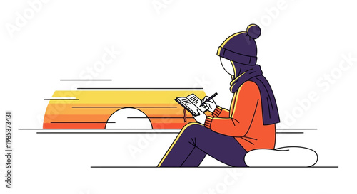 Person sitting and using tablet.