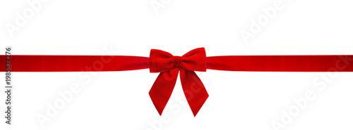 Holiday gift decor isolated on white, Christmas velvet bow and stripe, package design element.