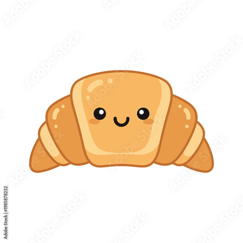 Croissant with a smiling face.