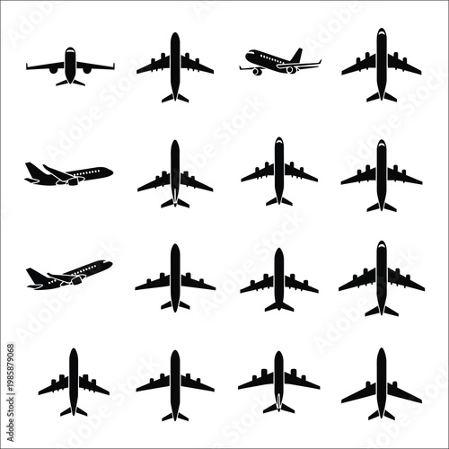 Formation of military aircraft flying in synchrony over a clear sky