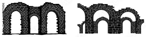 Fotografie Brick stone arches and historic aqueduct silhouettes in architectural style