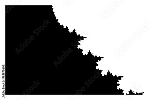 Fractal boundary separating black and white space in abstract geometric style