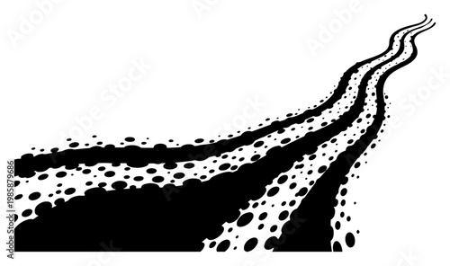 Tire track pattern with dirty texture in high contrast style