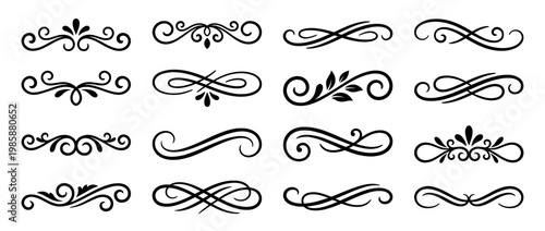 Elegant decorative swirls and flourishes vector collection for design, calligraphy, and ornamental accents, perfect for various creative projects.