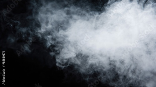 White fog and smoke on a black background with soft flowing texture and subtle movement.