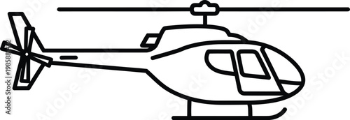 Simple outline drawing of a helicopter with main rotor and tail rotor, line art