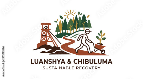 Sustainable Recovery Logo Featuring Miner Trees and Mine