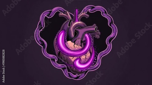 Artistic Heart: A visually striking artistic rendition, featuring a stylized human heart entwined with elegant, decorative elements, all set against a soft, alluring background. 