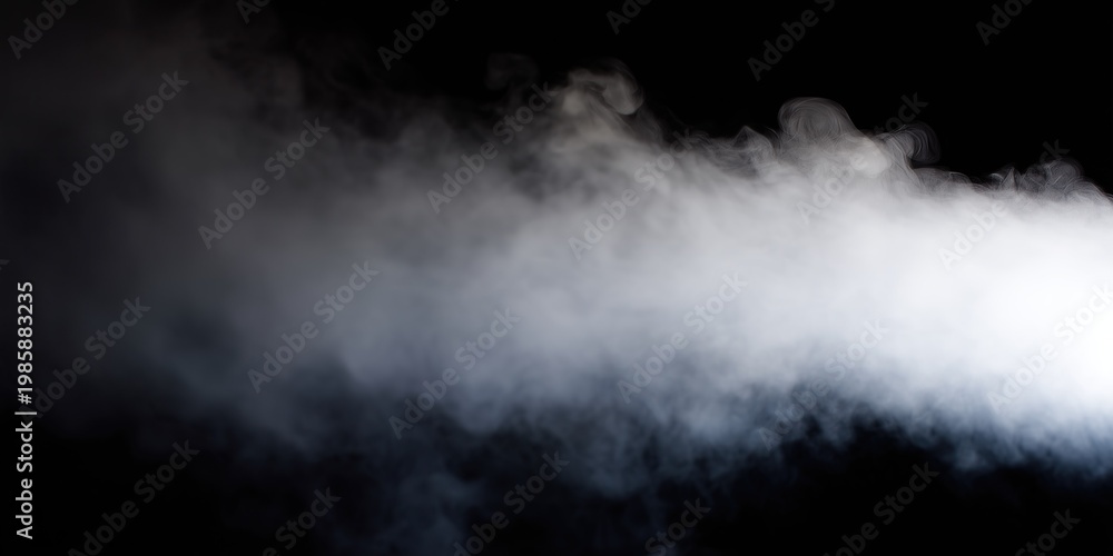 Fototapeta premium White fog and smoke on a black background with soft flowing texture and subtle movement.