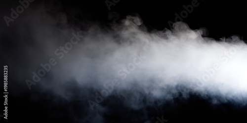 White fog and smoke on a black background with soft flowing texture and subtle movement.