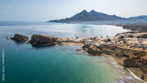 Aerial view of La Isleta del Moro in Cabo de Gata Natural Park