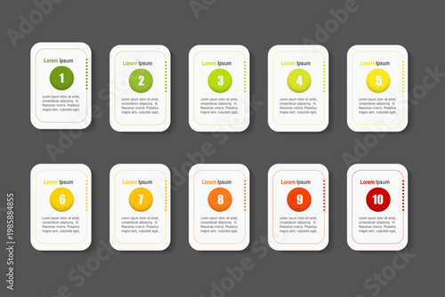 infographic elements template, business concept with 10 steps, rectangle  shapes design with multi color label for workflow layout, diagram, annual report, web design.Creative banner, label, vector