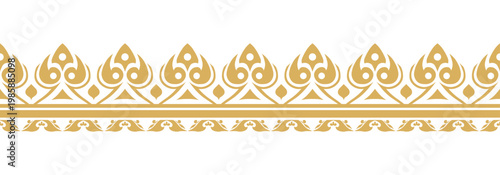 Gold ethnic border ornament. Geometric ethnic oriental seamless pattern. Stripe vector illustration. Native American Mexican African Indian tribal. Design border, textile, fabric, clothing, carpet.