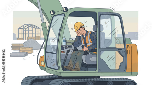 Construction worker operating heavy machinery.