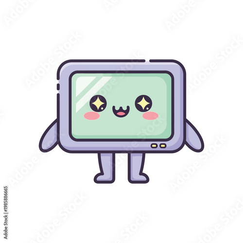 Cartoon television with happy face.