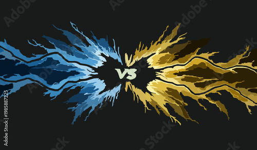 A vector graphic illustration of a competitive versus symbol with blue and gold colors