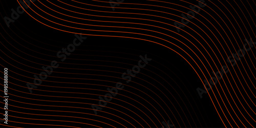 Black and orange gradient lines background vector, abstract   minimalistic banner design with copy space
