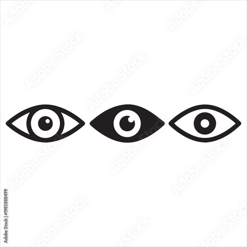 Eye icon set. Eyesight symbol. Retina scan eye icons. Simple eyes collection. Eye silhouette - stock vector.