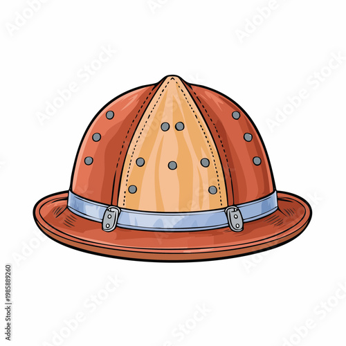 Illustration of a vintage pith helmet, a classic safari hat with ventilation holes.