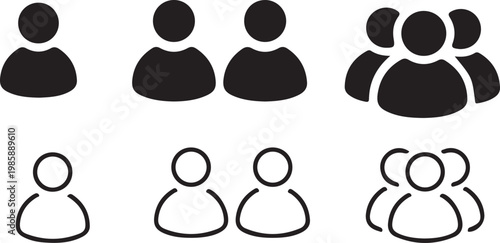 user people group black black line icons set vector 
