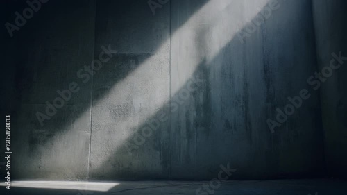 cinematic shot of light and shadow patterns moving slowly across textured concrete wall