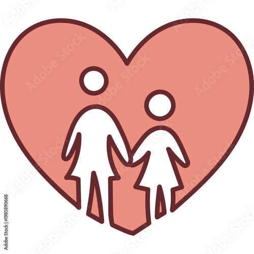 Mother and Daughter Heart Icon