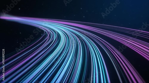  abstract digital lines flowing in dark space, representing data transfer