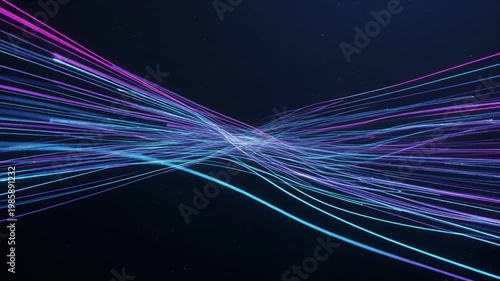  abstract digital lines flowing in dark space, representing data transfer