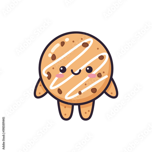 Cartoon chocolate chip cookie character.