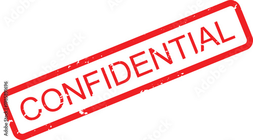 Red rubber stamp impression of the word confidential isolated on a clean bright plain surface