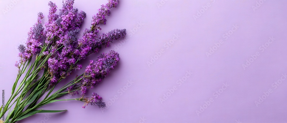 Fototapeta premium Flowers in soft colors rest on pink surface to create a background ideal for branding and seasonal projects