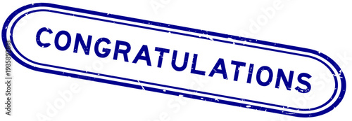 Grunge blue congratulations word rubber seal stamp on white background
