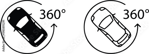 360 degree two car icon set vector illustration