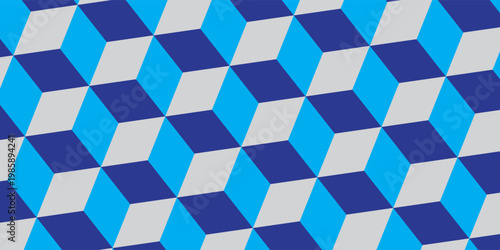 Gray repeat cube background with abstract geometric seamless textured pattern tile 3D Illustration