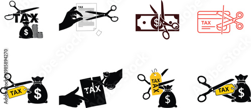 Visual representation of tax evasion through various symbolic illustrations