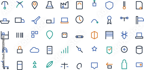 Product Traceability And Supply Chain Management Icon Set - 50 Professional Vector Line Art Icons For Logistics, Blockchain Tracking, Manufacturing, And Sustainability
