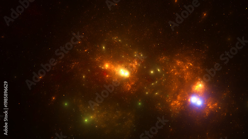 Stunning Cosmic Nebula with Bright Stars and Swirling Gas in Deep Space