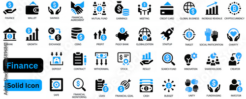 Foto Finance solid icon set