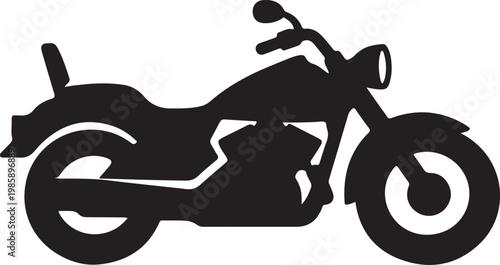 Classic cruiser motorcycle silhouette for automotive design projects.