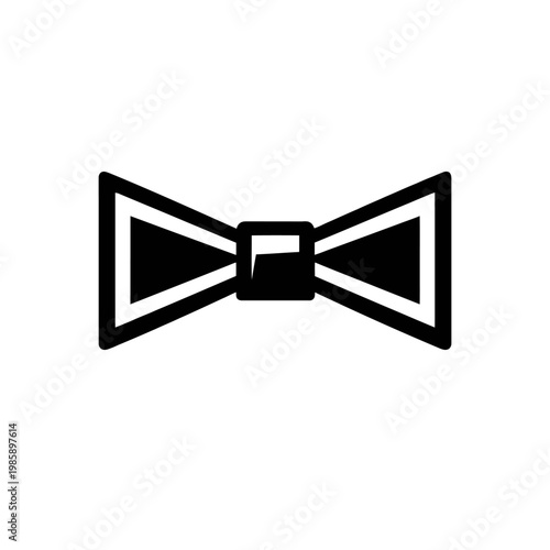 Black bow tie icon on white background, symbolizing elegance and sophistication for formal events and fashion accessories