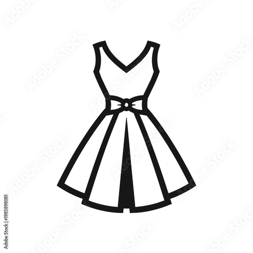 Sleek sleeveless dress with V-neck and bow detail at waist, elegant A-line silhouette for formal or casual wear occasions