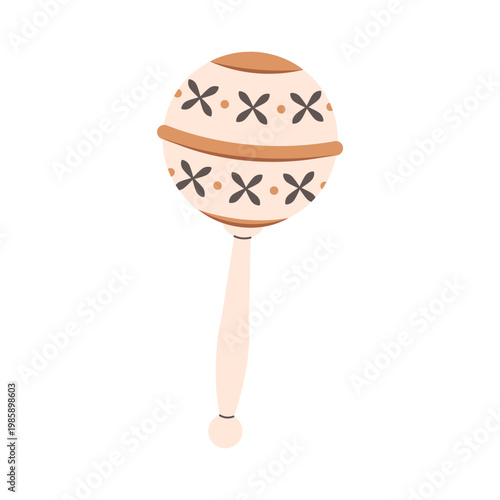 Cute rattle toy for newborns and infants. Musical toy for kids. Flat vector illustration